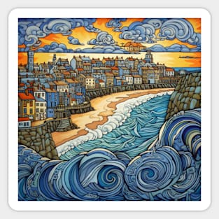 Swirling Sunrise at Newquay Sticker